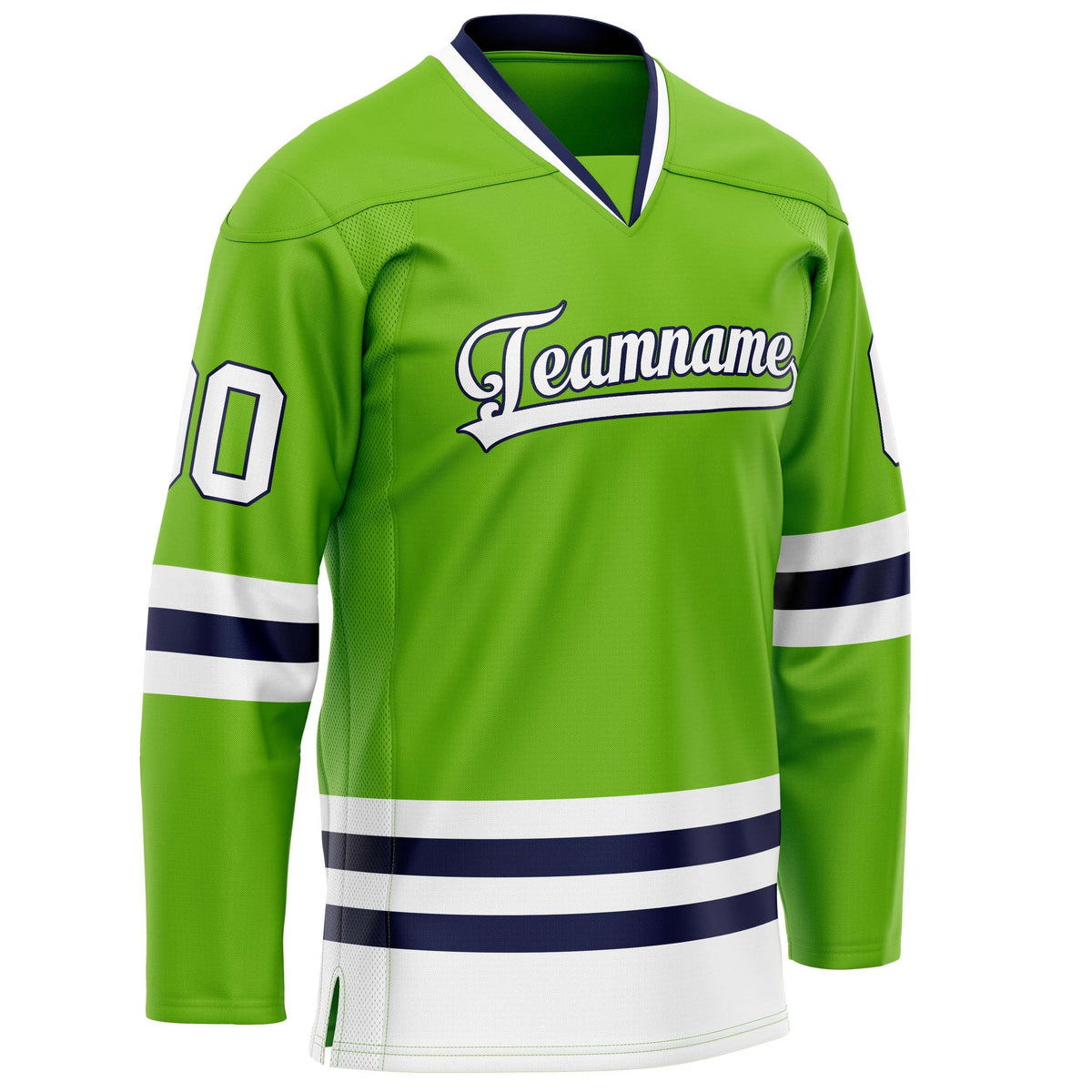 Custom Neon Green White Solid Colour Hockey Jersey