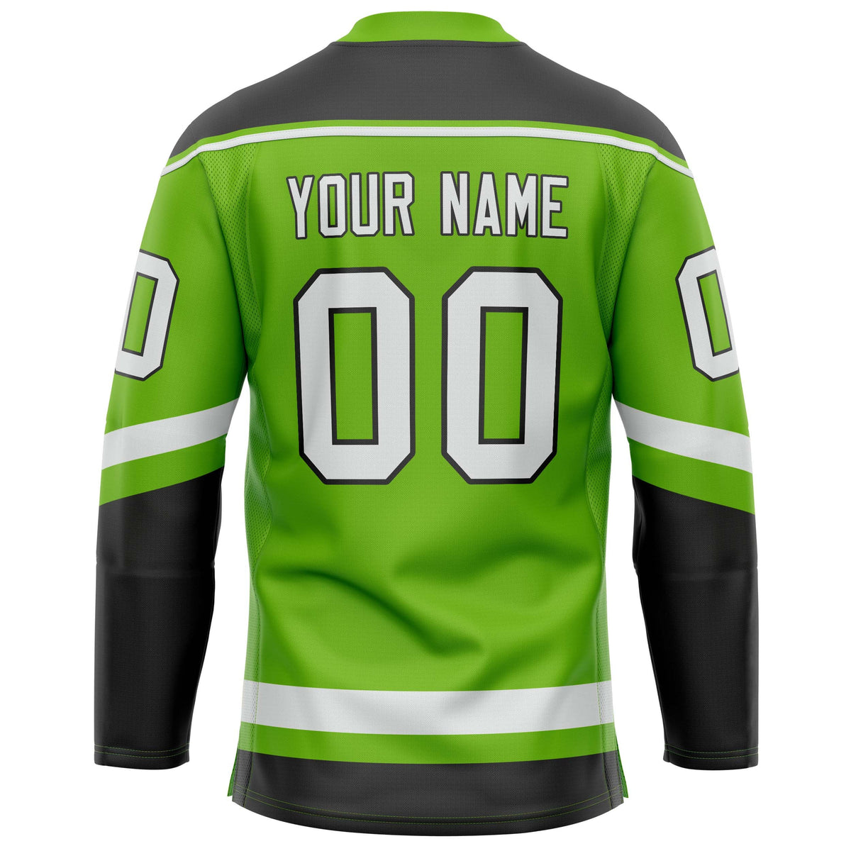 Custom Neon Green Black Solid Colour Hockey Jersey