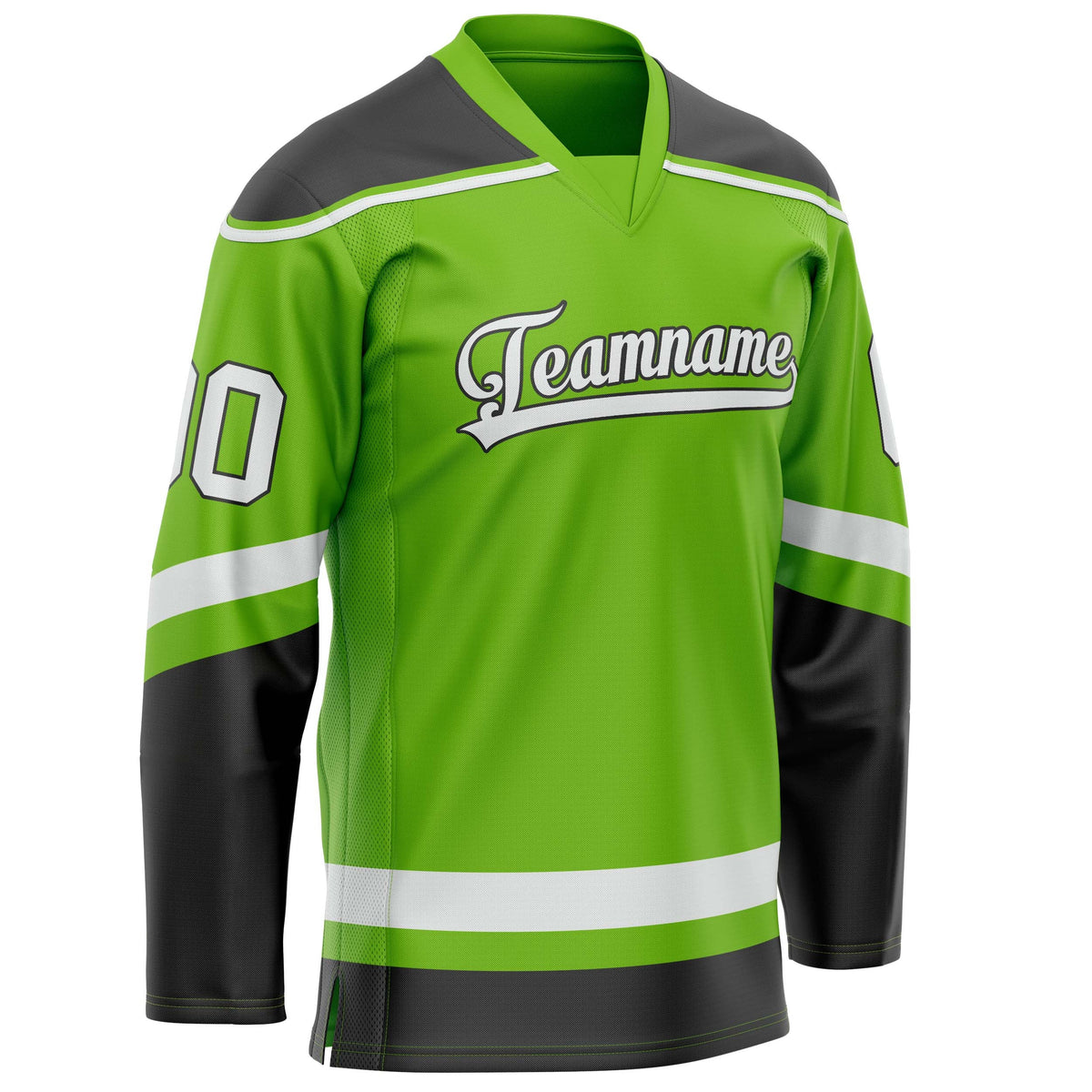 Custom Neon Green Black Solid Colour Hockey Jersey