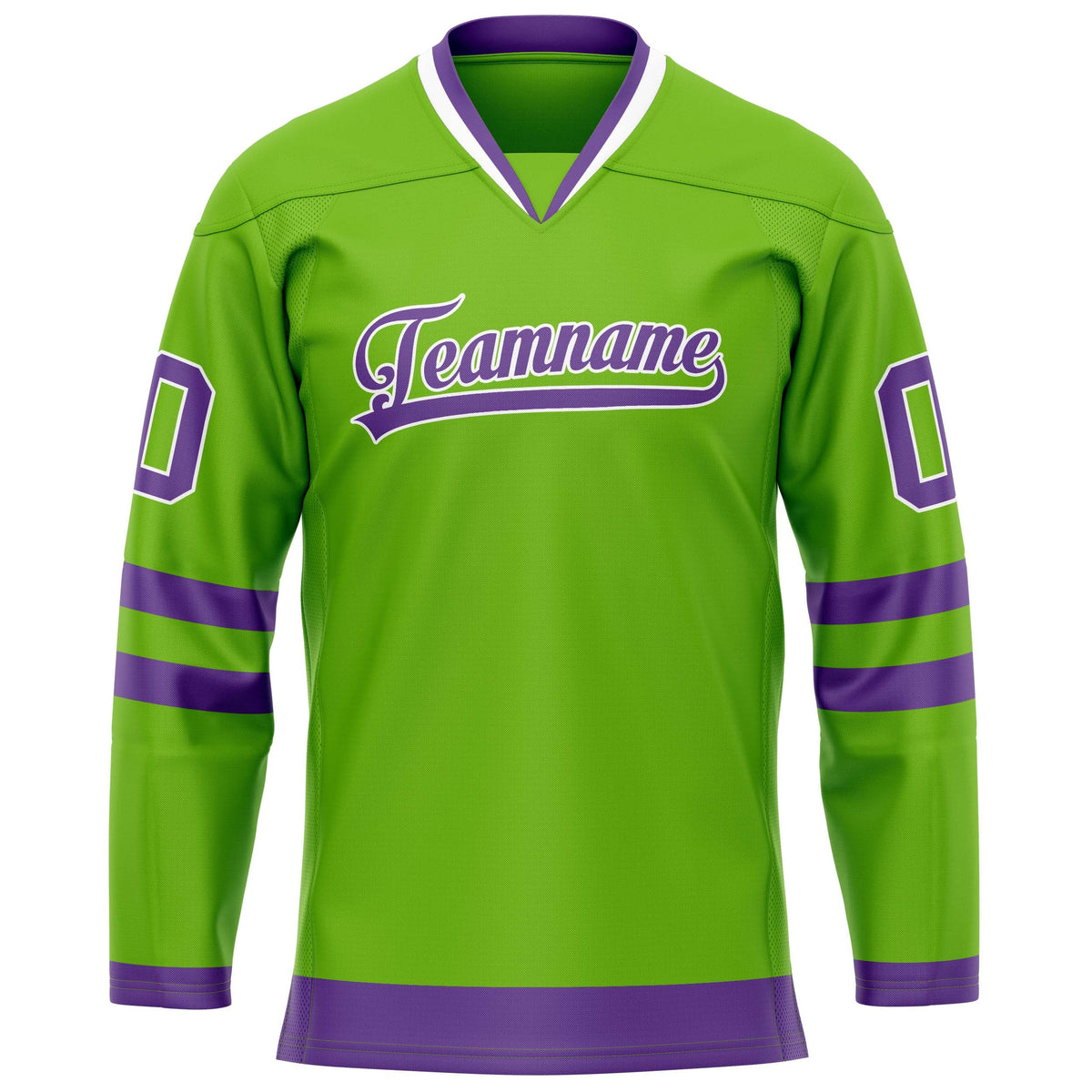 Custom Neon Green Purple Solid Colour Hockey Jersey