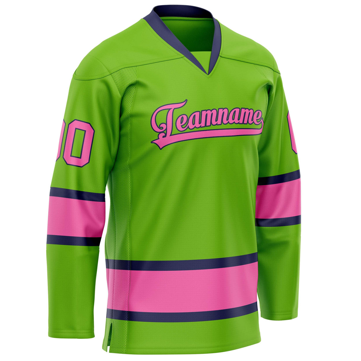 Custom Neon Green Pink Solid Colour Hockey Jersey