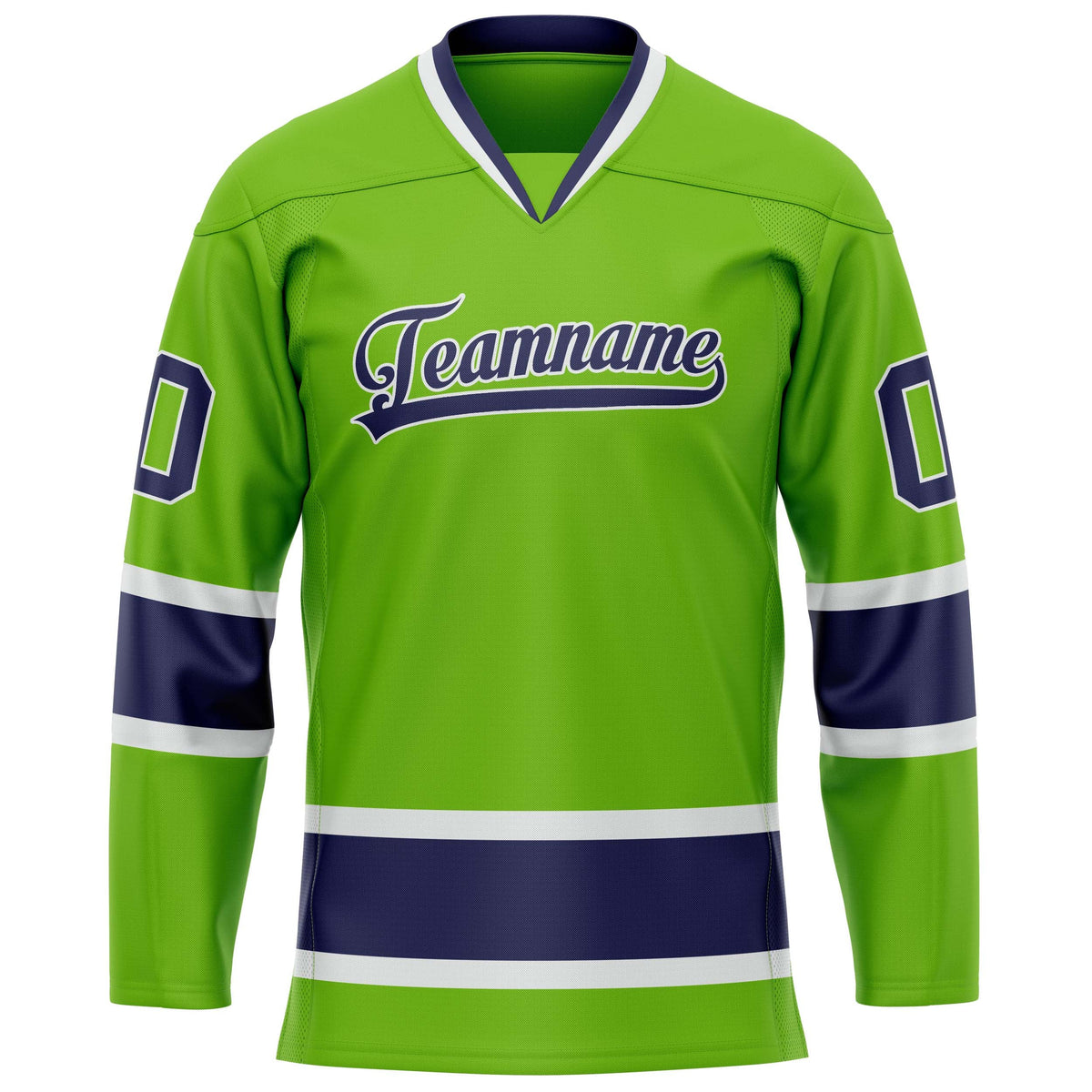 Custom Neon Green Navy Solid Colour Hockey Jersey