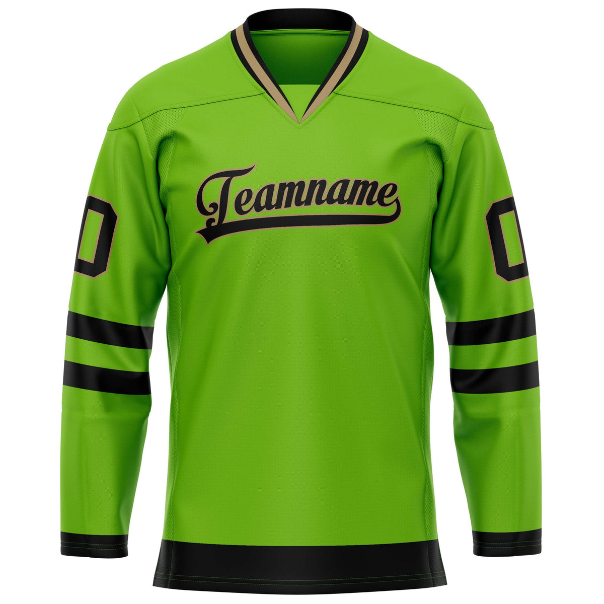 Custom Neon Green Black Solid Colour Hockey Jersey