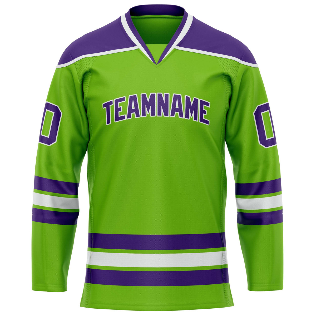 Custom Neon Green Purple Solid Colour Hockey Jersey