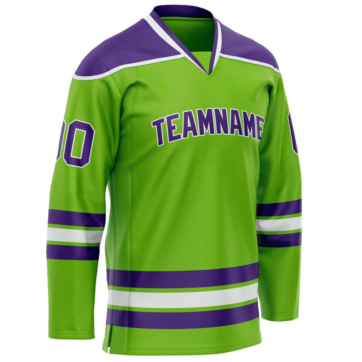 Custom Neon Green Purple Solid Colour Hockey Jersey