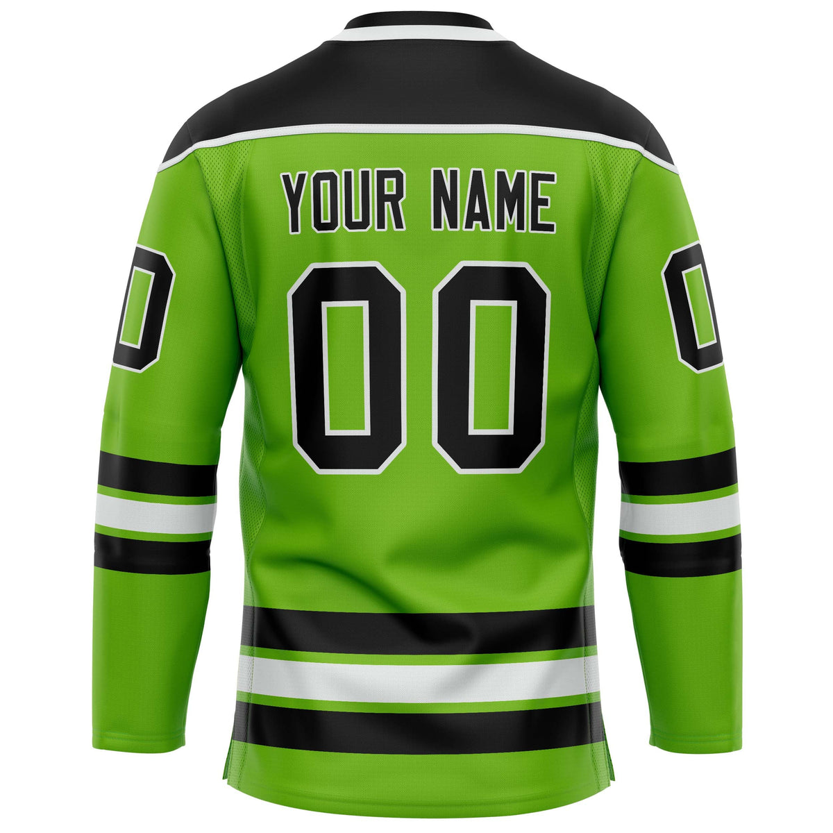 Custom Neon Green Black Solid Colour Hockey Jersey