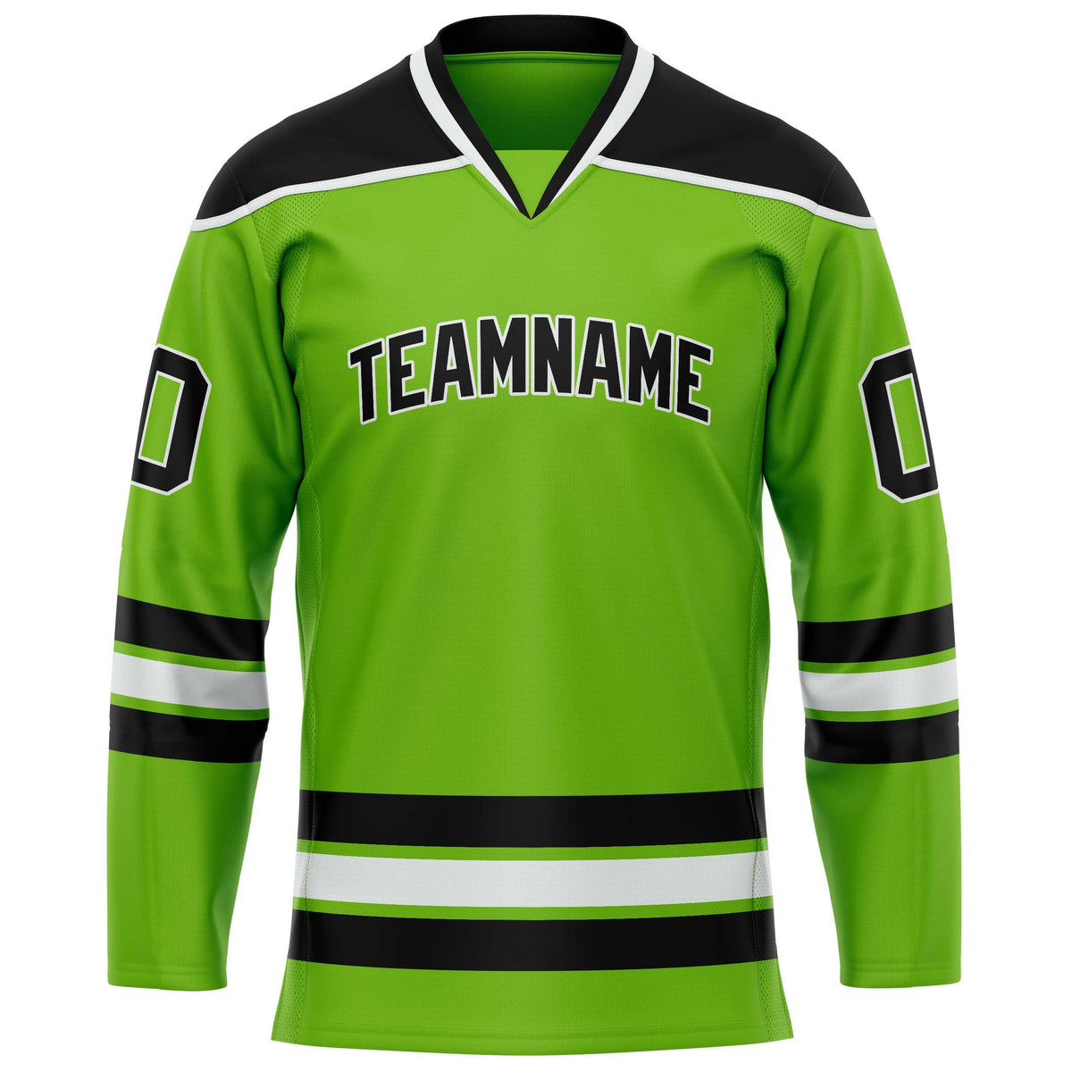 Custom Neon Green Black Solid Colour Hockey Jersey