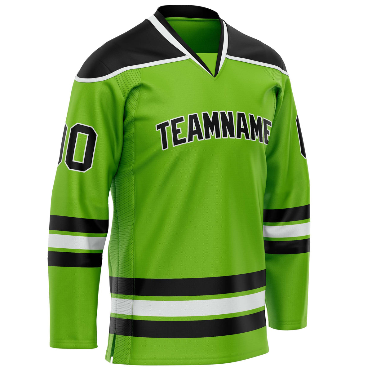 Custom Neon Green Black Solid Colour Hockey Jersey