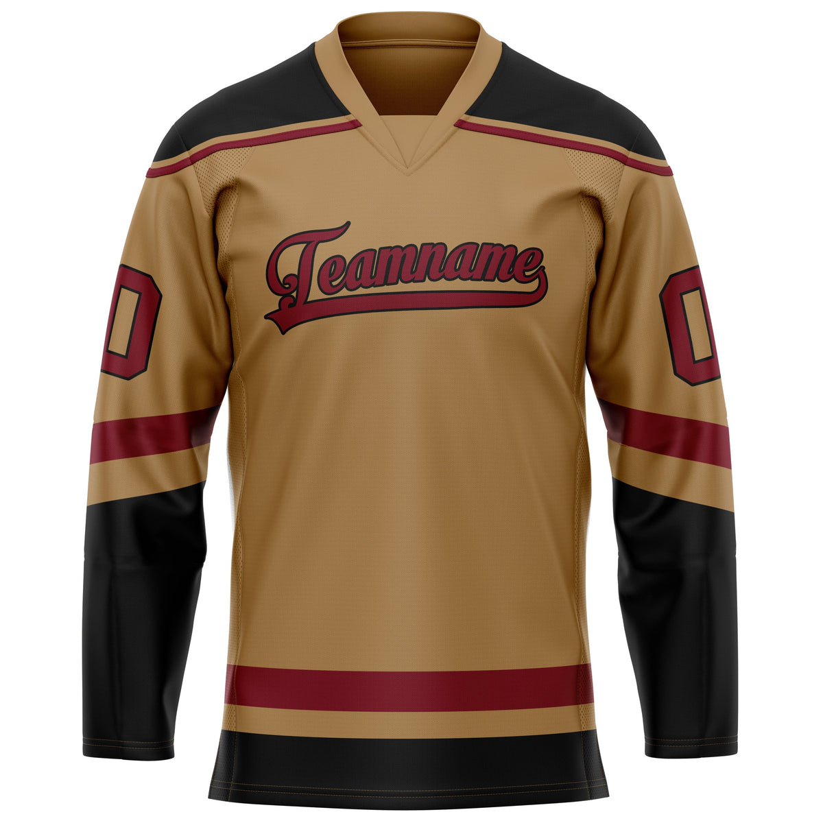 Custom Old Gold Crimson Solid Colour Hockey Jersey