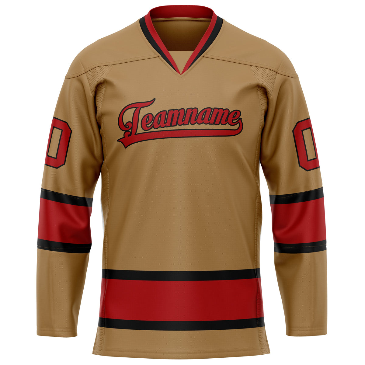 Custom Old Gold Red Solid Colour Hockey Jersey