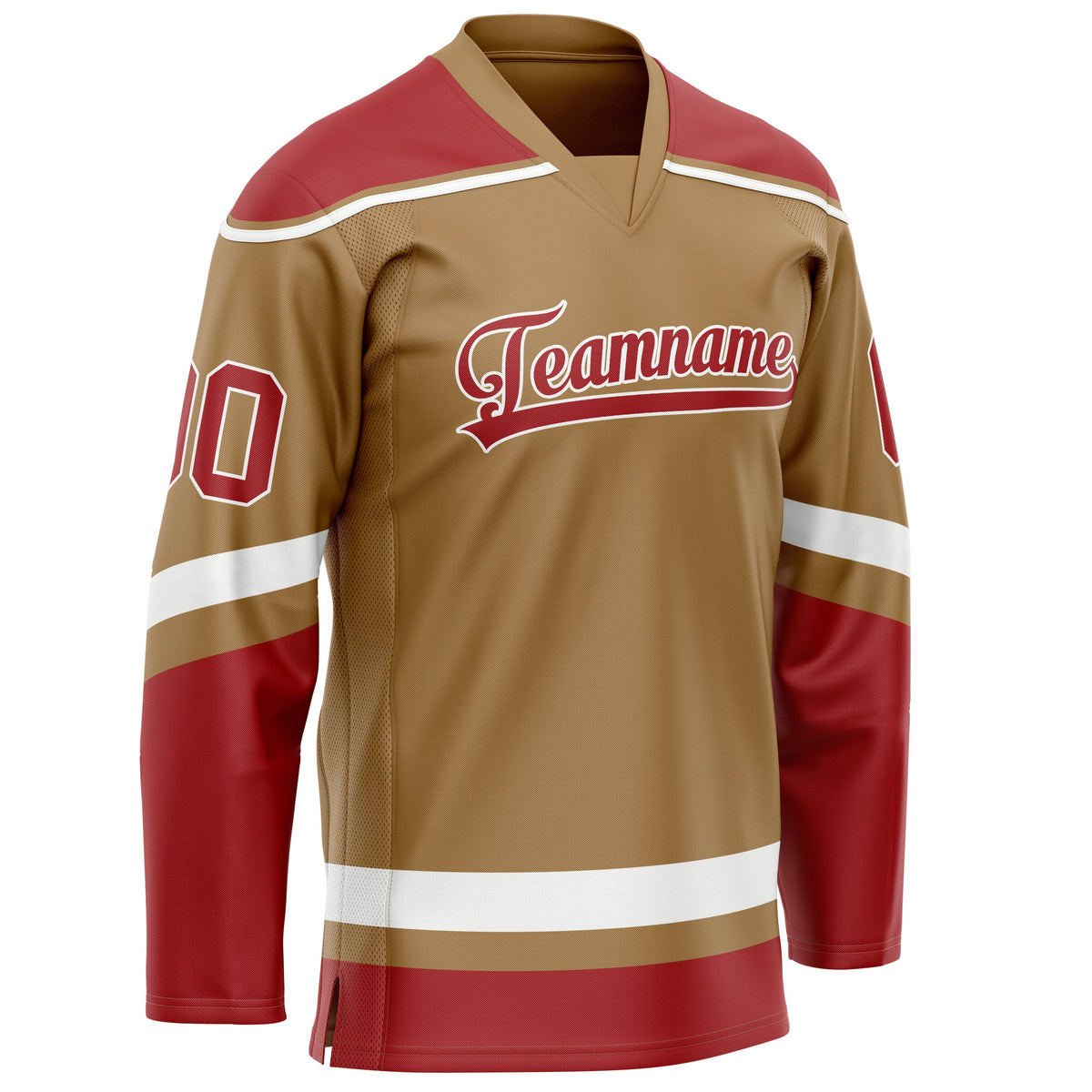 Custom Old Gold Red Solid Colour Hockey Jersey