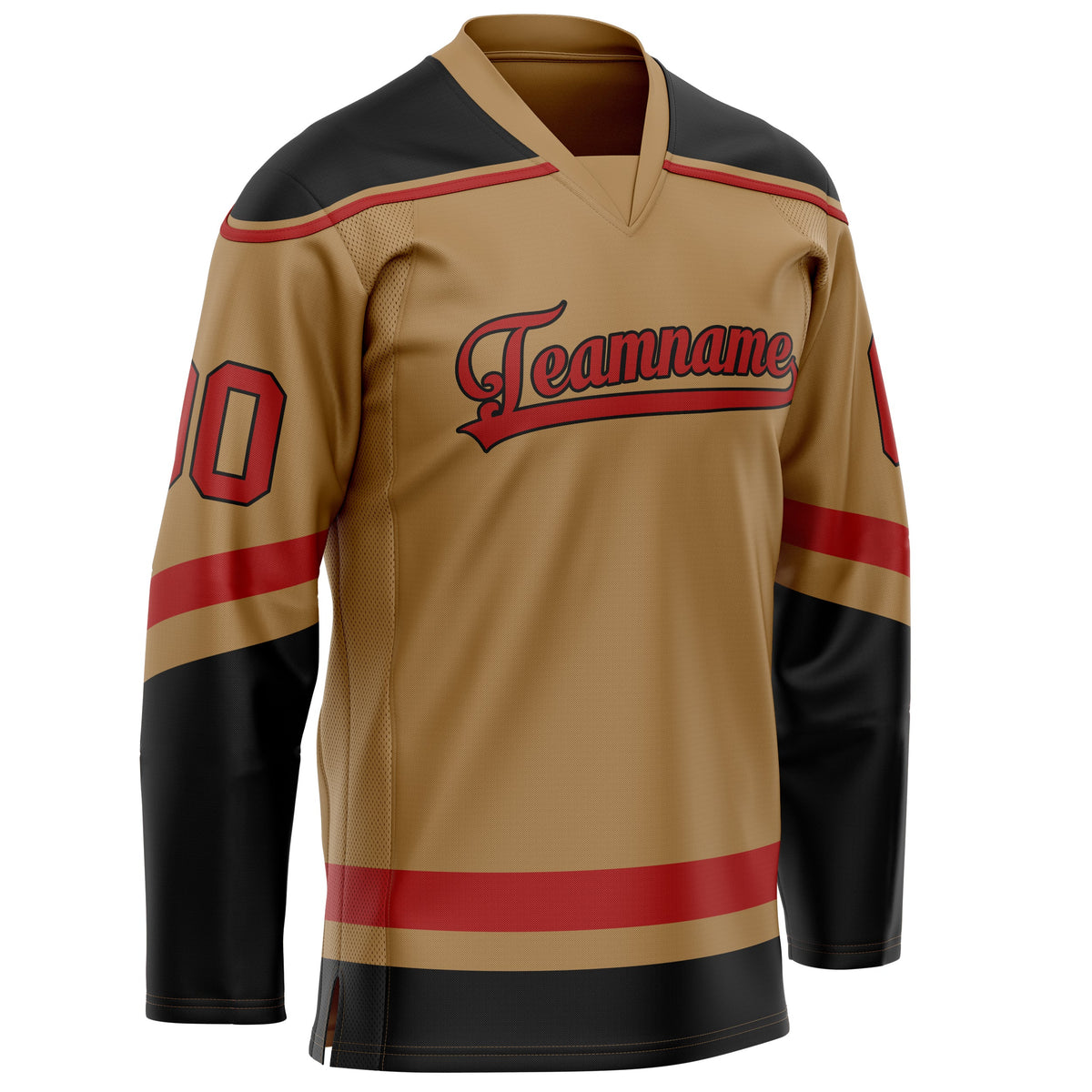 Custom Old Gold Red Solid Colour Hockey Jersey