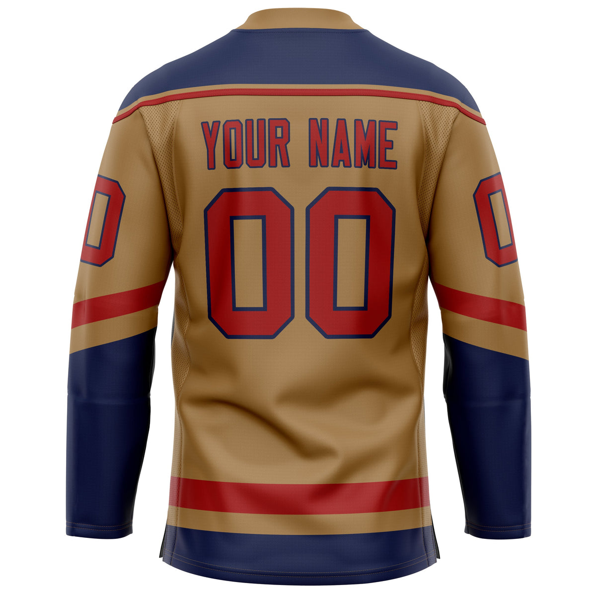 Custom Old Gold Red Solid Colour Hockey Jersey