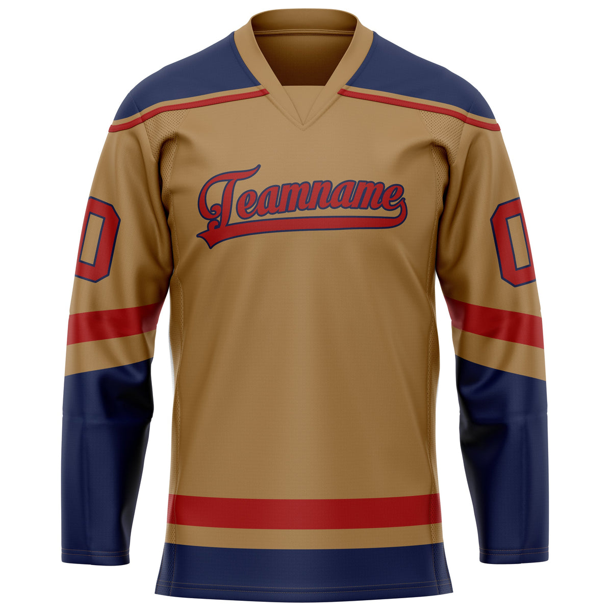 Custom Old Gold Red Solid Colour Hockey Jersey