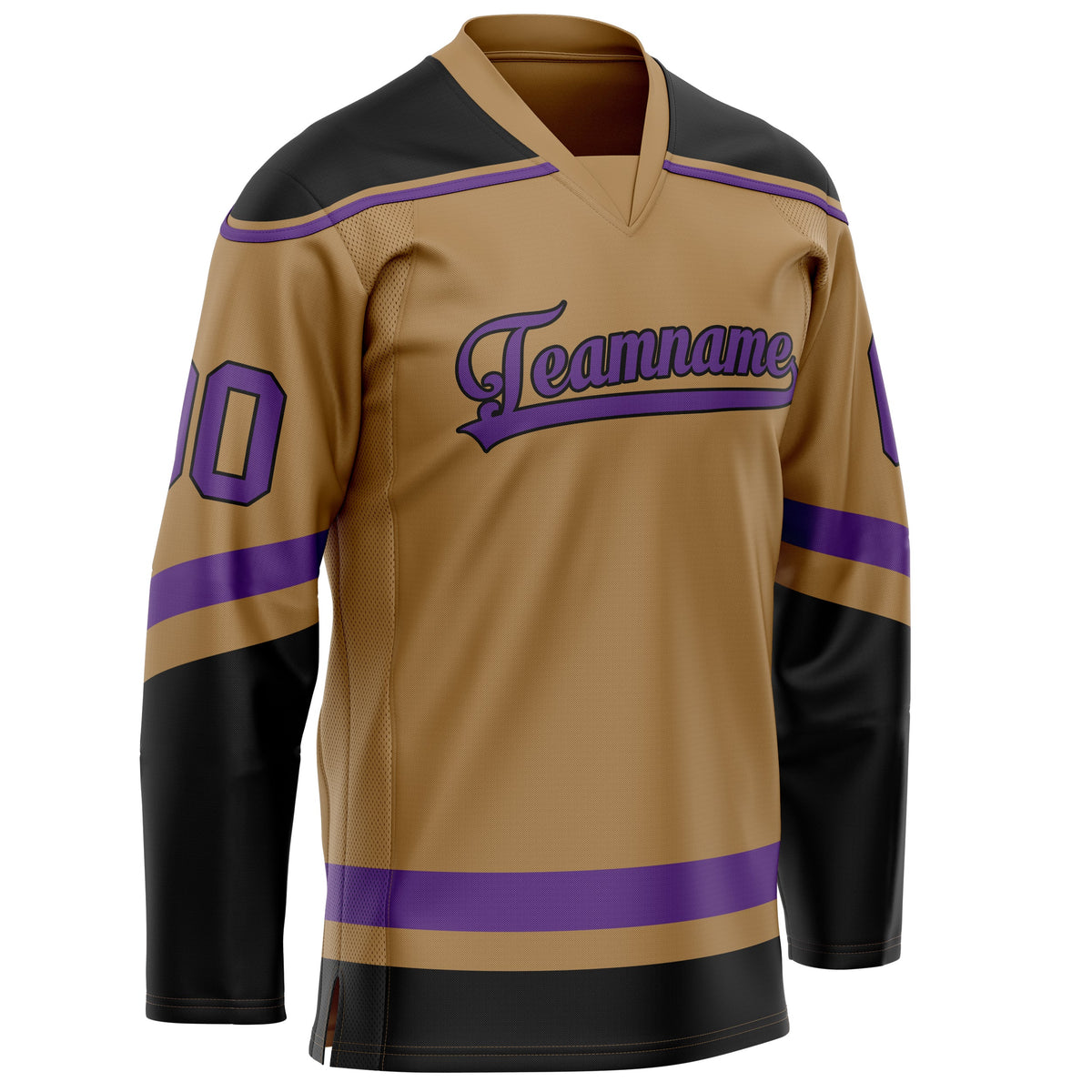 Custom Old Gold Purple Solid Colour Hockey Jersey