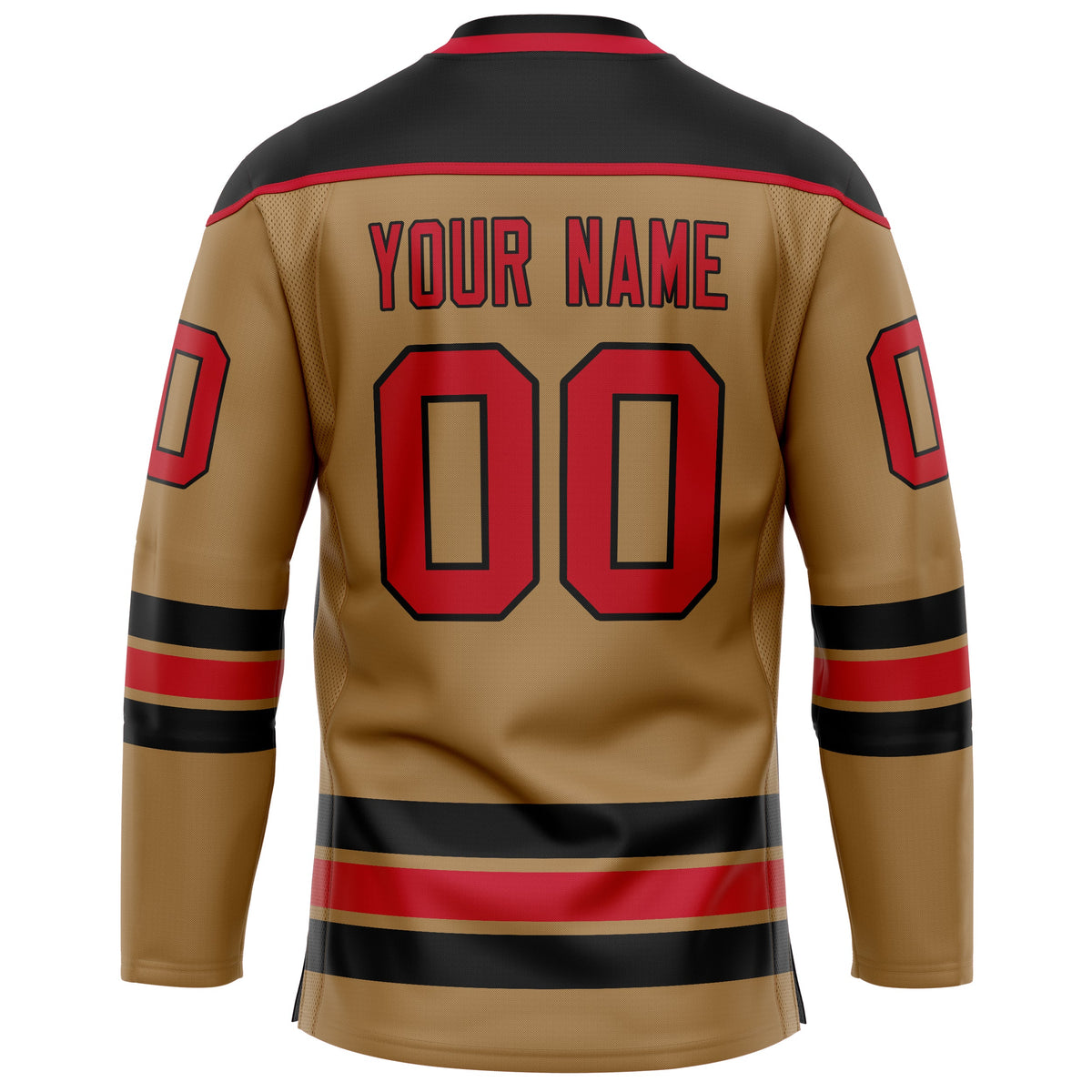 Custom Old Gold Red Solid Colour Hockey Jersey