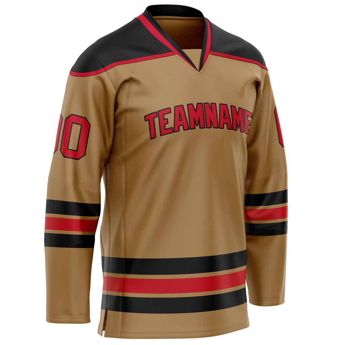 Custom Old Gold Red Solid Colour Hockey Jersey