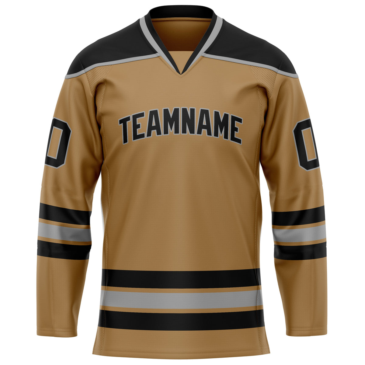 Custom Old Gold Black Solid Colour Hockey Jersey