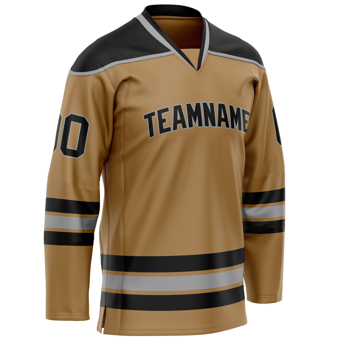 Custom Old Gold Black Solid Colour Hockey Jersey