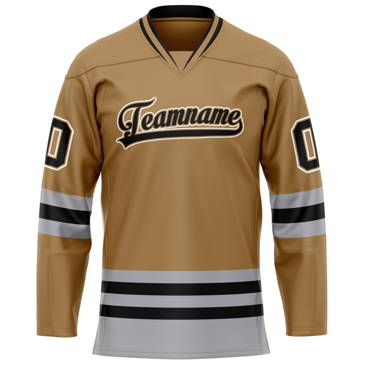 Custom Old Gold Gray Solid Colour Hockey Jersey