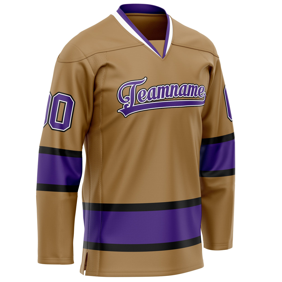 Custom Old Gold Purple Solid Colour Hockey Jersey