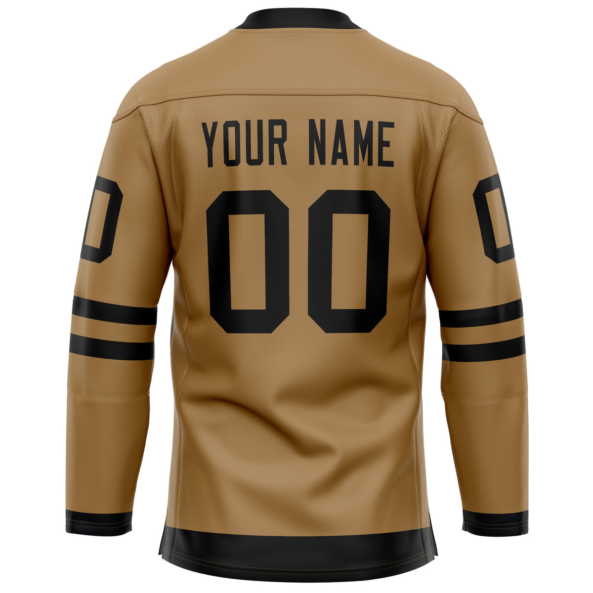 Custom Old Gold Black Solid Colour Hockey Jersey