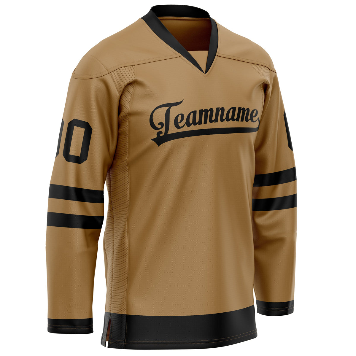 Custom Old Gold Black Solid Colour Hockey Jersey