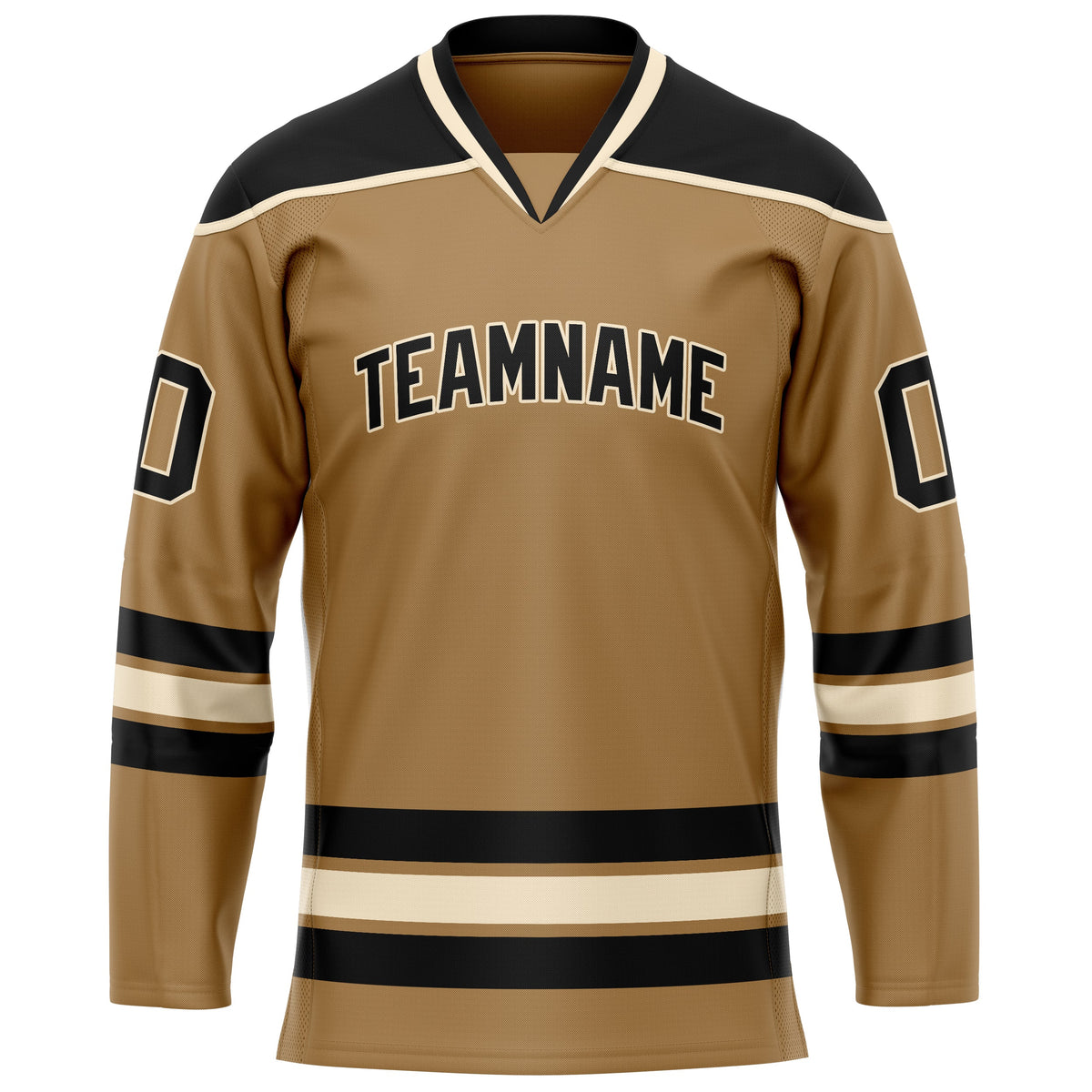 Custom Old Gold Black Solid Colour Hockey Jersey