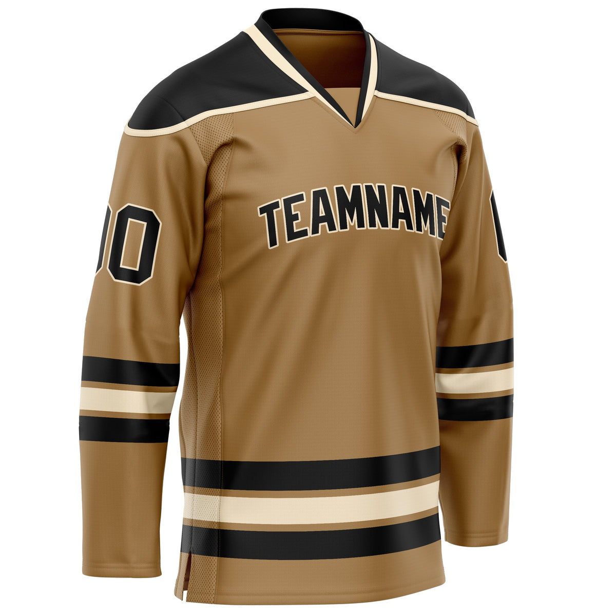 Custom Old Gold Black Solid Colour Hockey Jersey