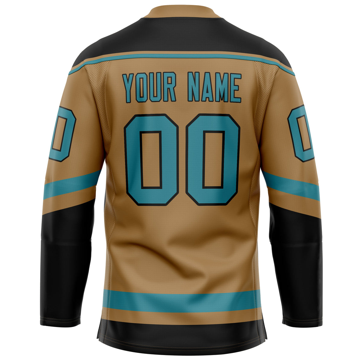 Custom Old Gold Teal Solid Colour Hockey Jersey