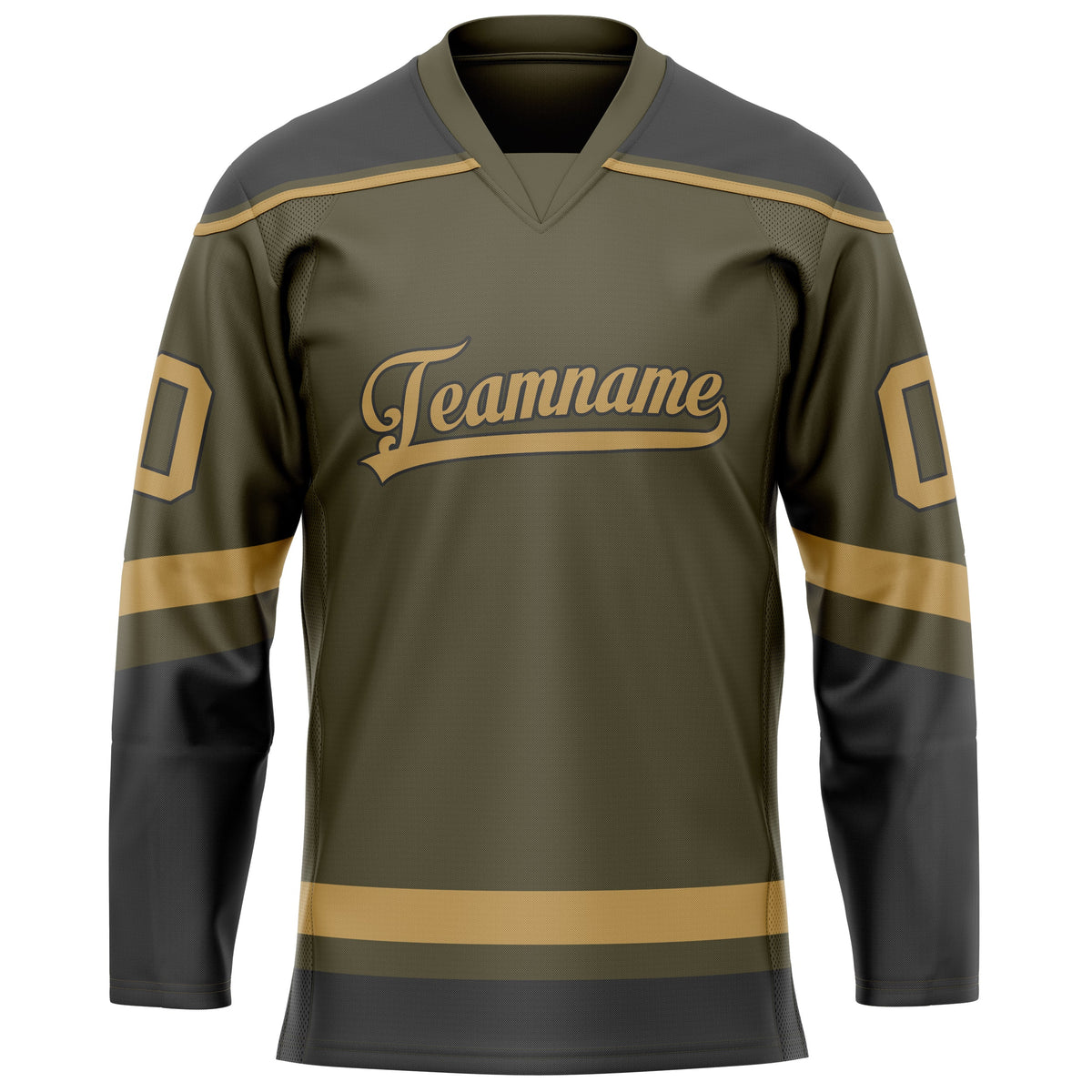 Custom Olive Old Gold Solid Colour Hockey Jersey