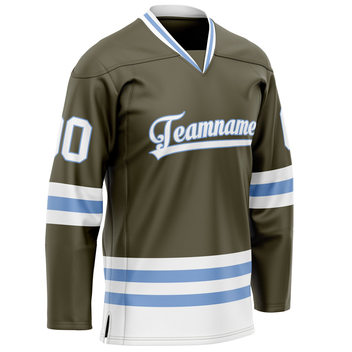 Custom Olive White Solid Colour Hockey Jersey