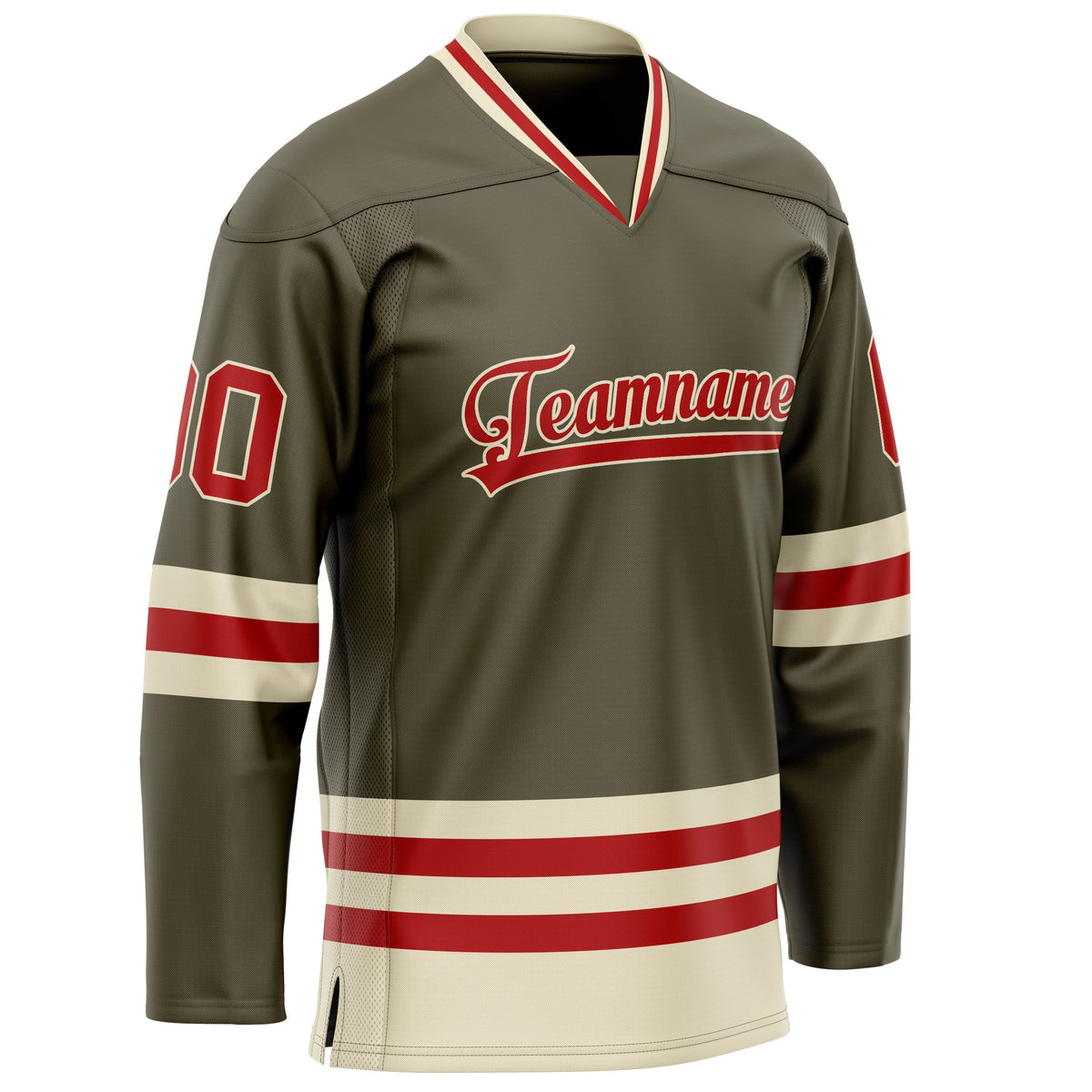 Custom Olive Red Solid Colour Hockey Jersey