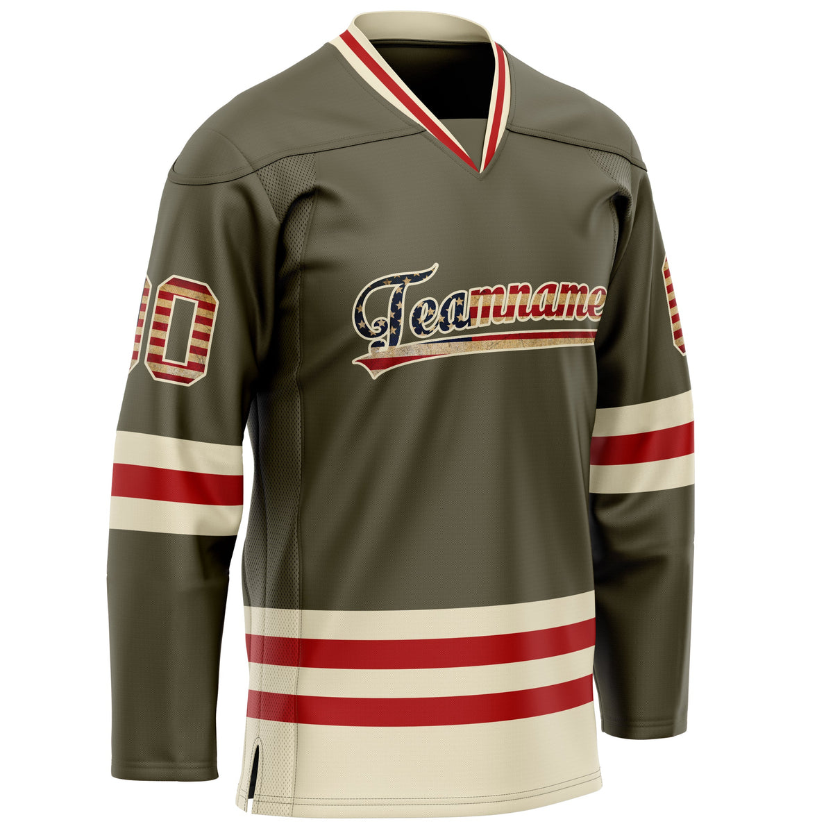 Custom Olive Cream Solid Colour Hockey Jersey