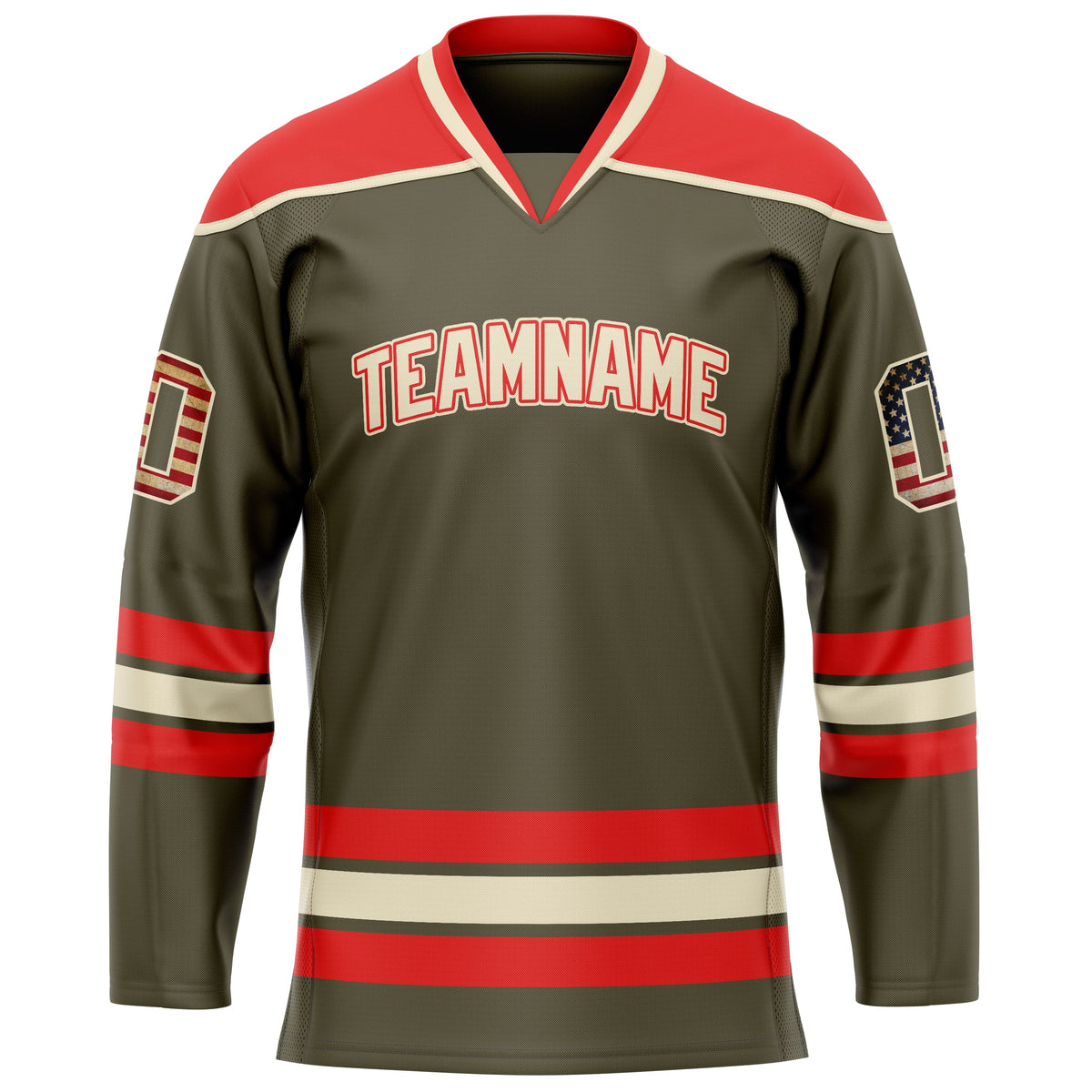 Custom Olive Red Solid Colour Hockey Jersey