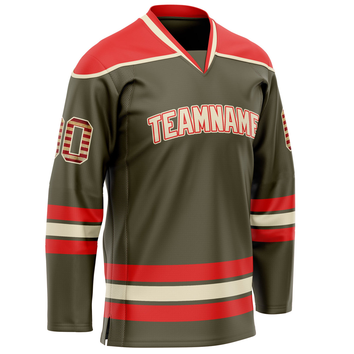 Custom Olive Red Solid Colour Hockey Jersey