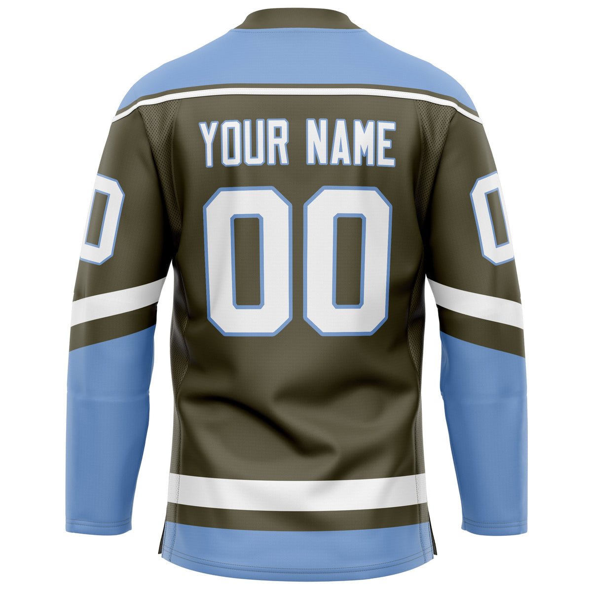 Custom Olive Light Blue Solid Colour Hockey Jersey