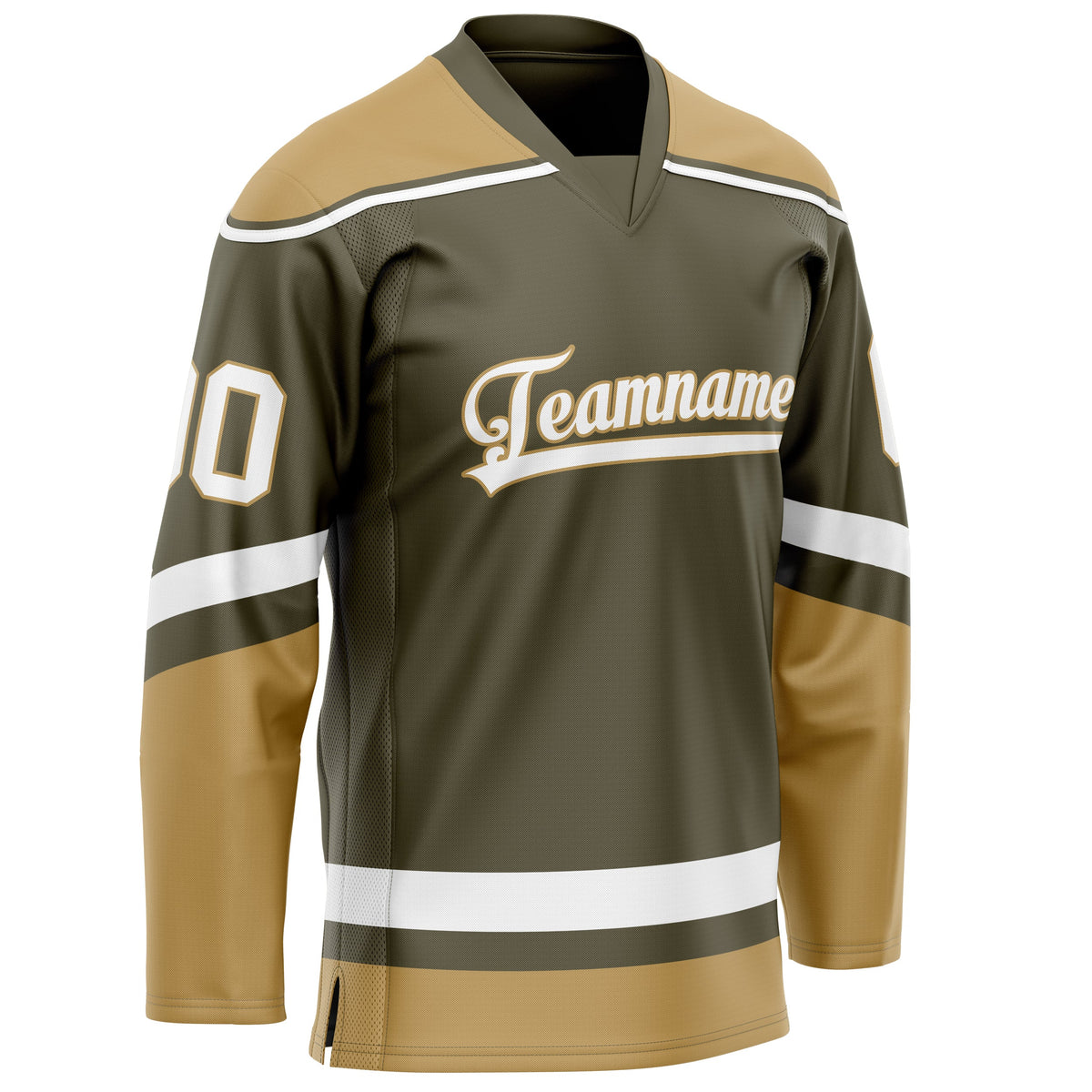 Custom Olive Old Gold Solid Colour Hockey Jersey