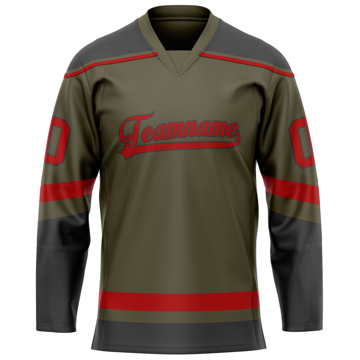 Custom Olive Red Solid Colour Hockey Jersey