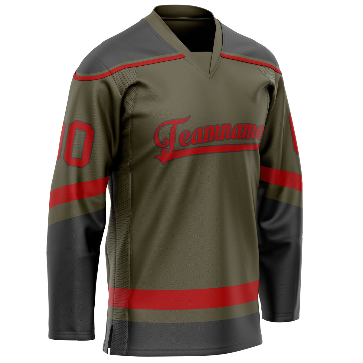 Custom Olive Red Solid Colour Hockey Jersey