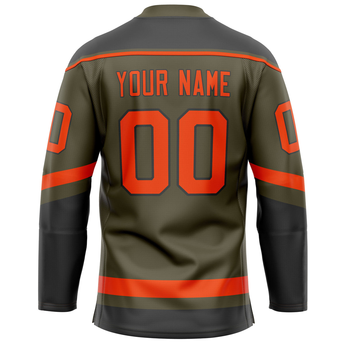 Custom Olive Orange Solid Colour Hockey Jersey