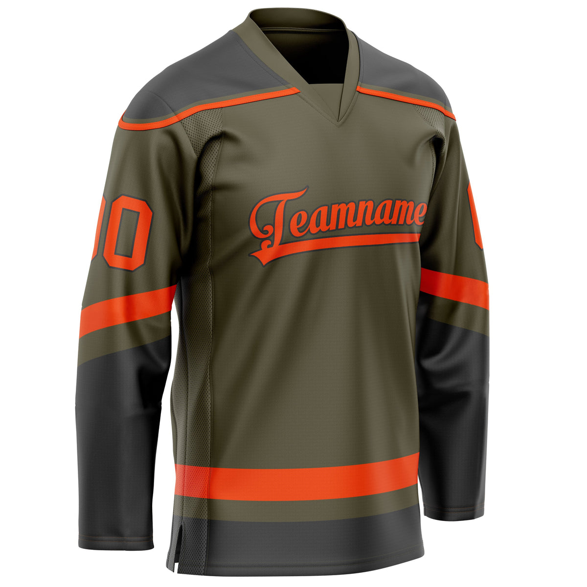 Custom Olive Orange Solid Colour Hockey Jersey