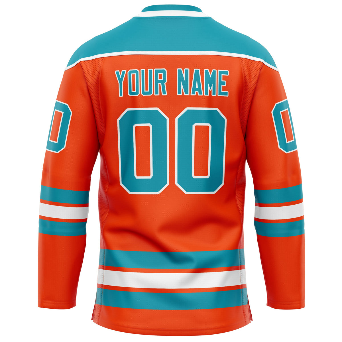 Custom Orange Teal Solid Colour Hockey Jersey