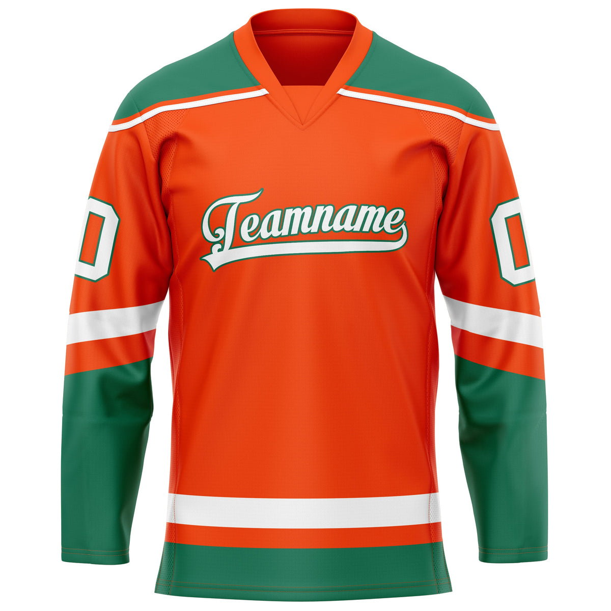 Custom Orange Kelly Green Solid Colour Hockey Jersey