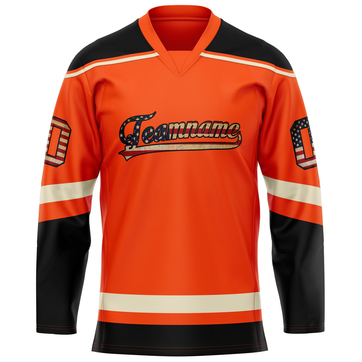 Custom Orange Black Solid Colour Hockey Jersey