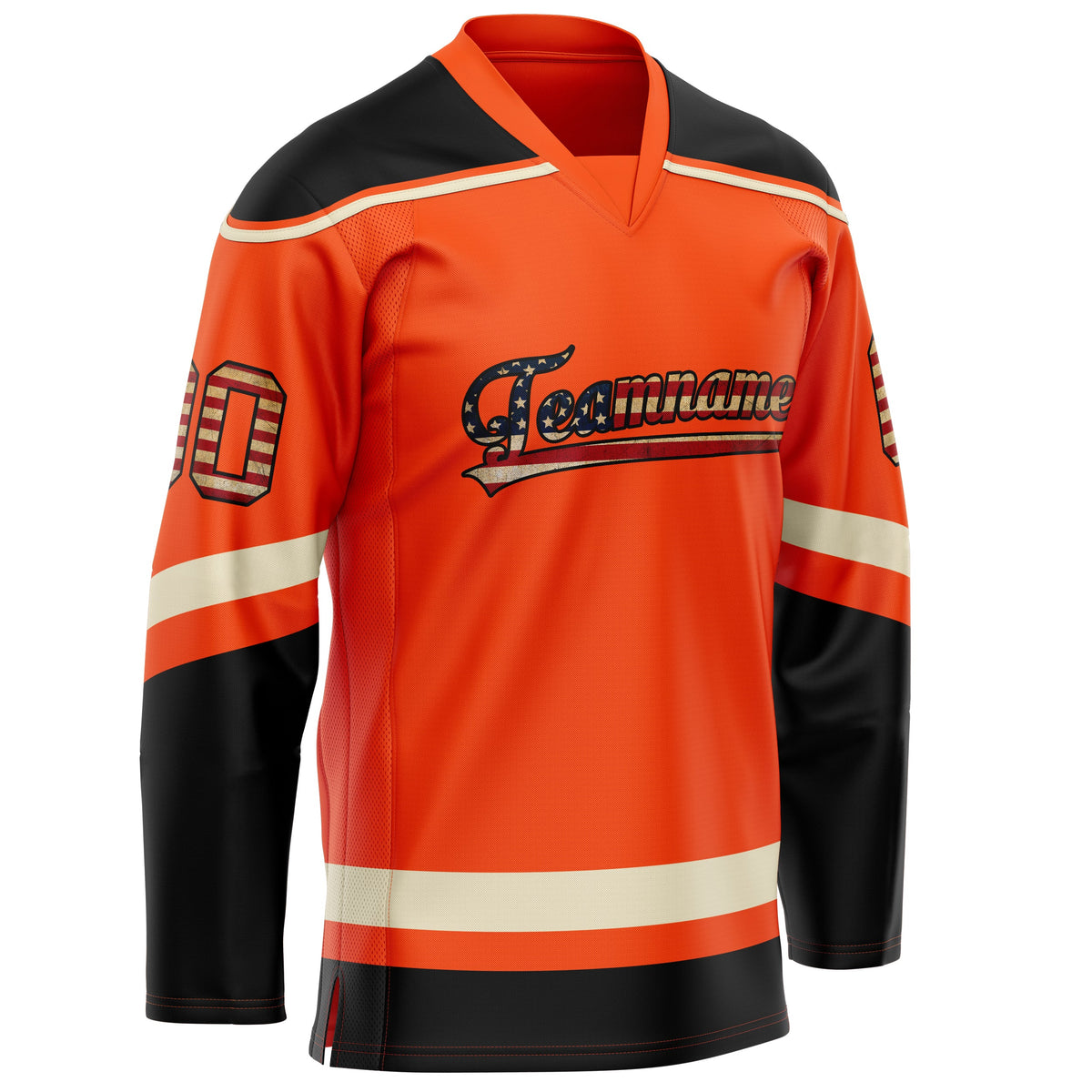 Custom Orange Black Solid Colour Hockey Jersey