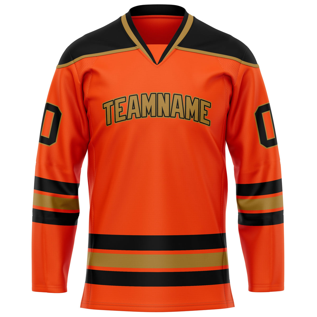 Custom Orange Black Solid Colour Hockey Jersey