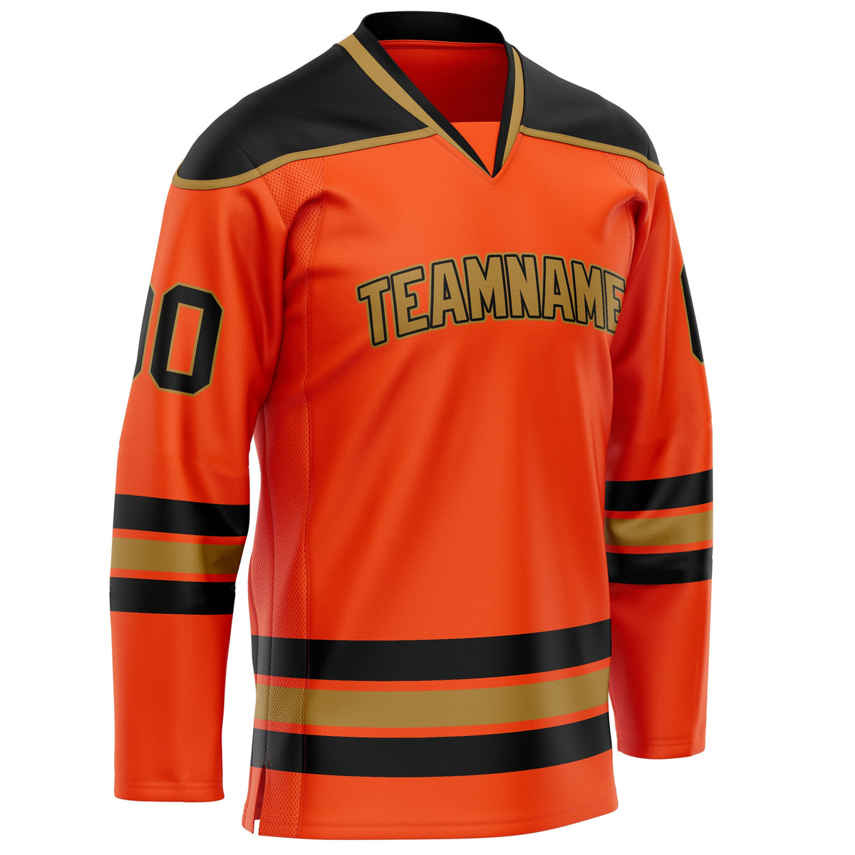 Custom Orange Black Solid Colour Hockey Jersey