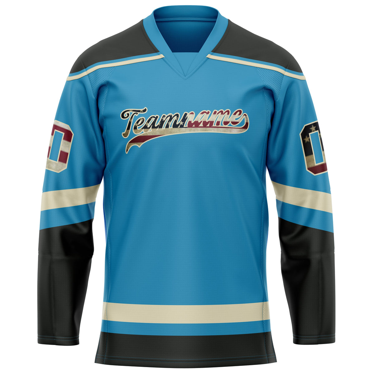 Custom Panther Blue Black Solid Colour Hockey Jersey