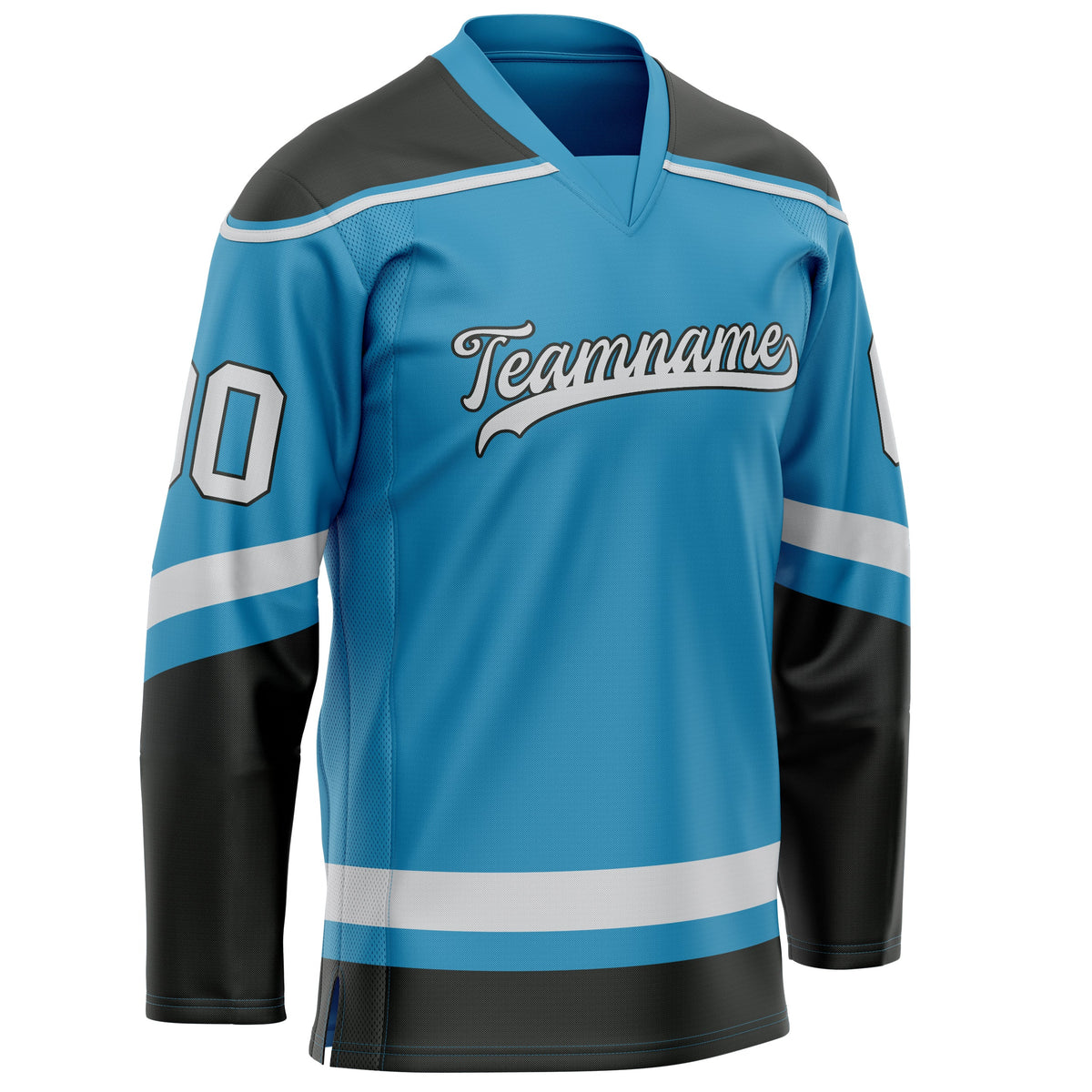 Custom Panther Blue Black Solid Colour Hockey Jersey